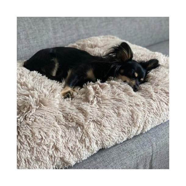 Fluffy Hundepude i plys Sand l